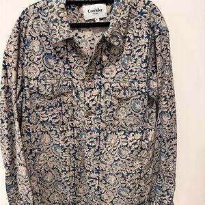 Corridor Blue and Cream Floral Shirt Jacket